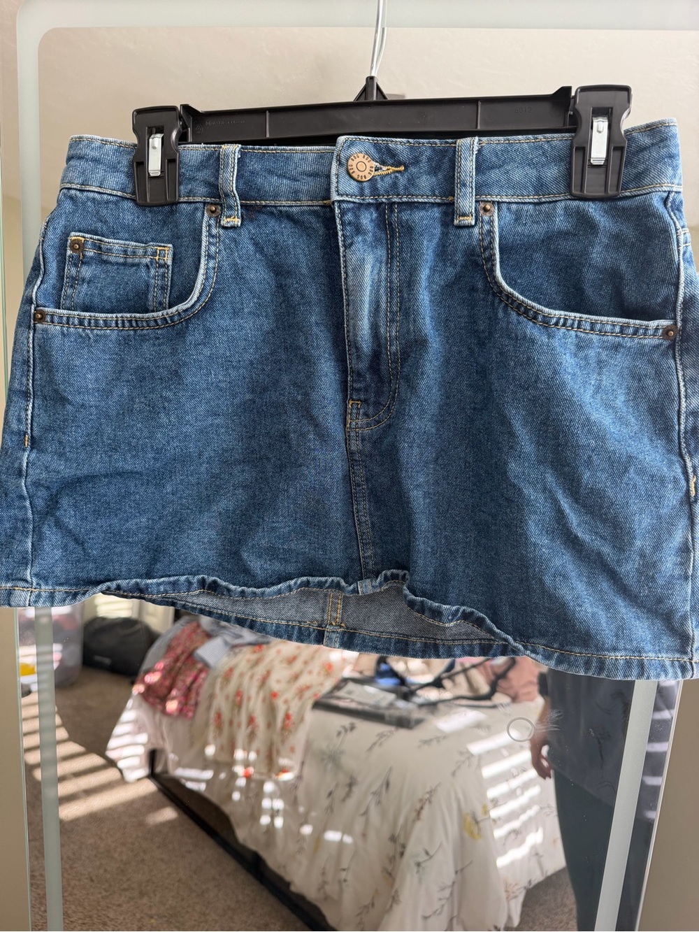 BDG Blue Denim Mini Skirt with Raw Hem